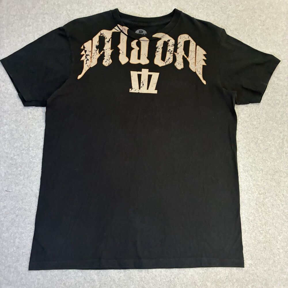 Men’s Mada Graphic T Shirt Large Black Gothic Streetwear Distressed Logo USA